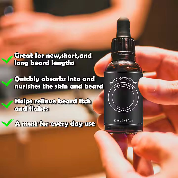 Beard Oil Growth Fast – 100% Pure Natural Organic Beard Growth Oil for Men