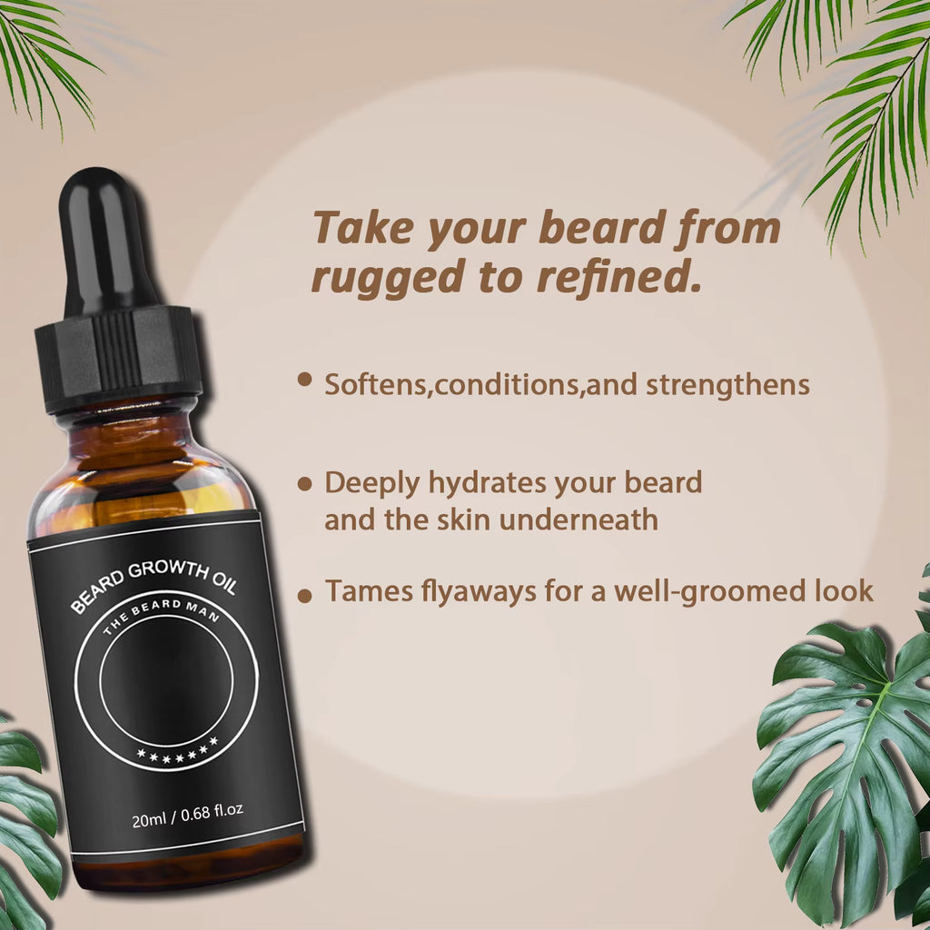 Beard Oil Growth Fast – 100% Pure Natural Organic Beard Growth Oil for Men