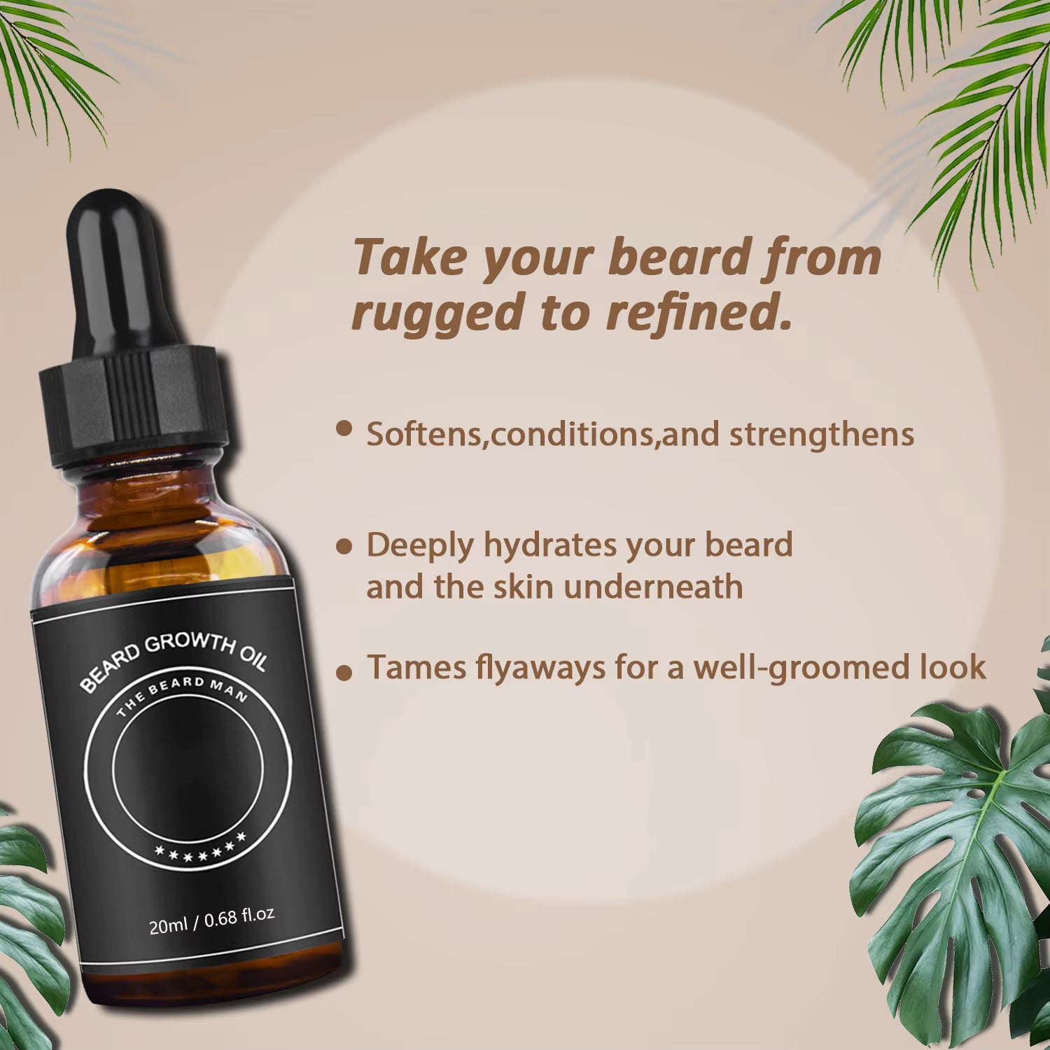 Beard Oil Growth Fast – 100% Pure Natural Organic Beard Growth Oil for Men