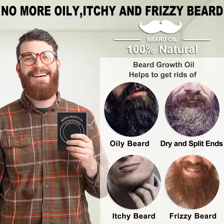 Beard Oil Growth Fast – 100% Pure Natural Organic Beard Growth Oil for Men