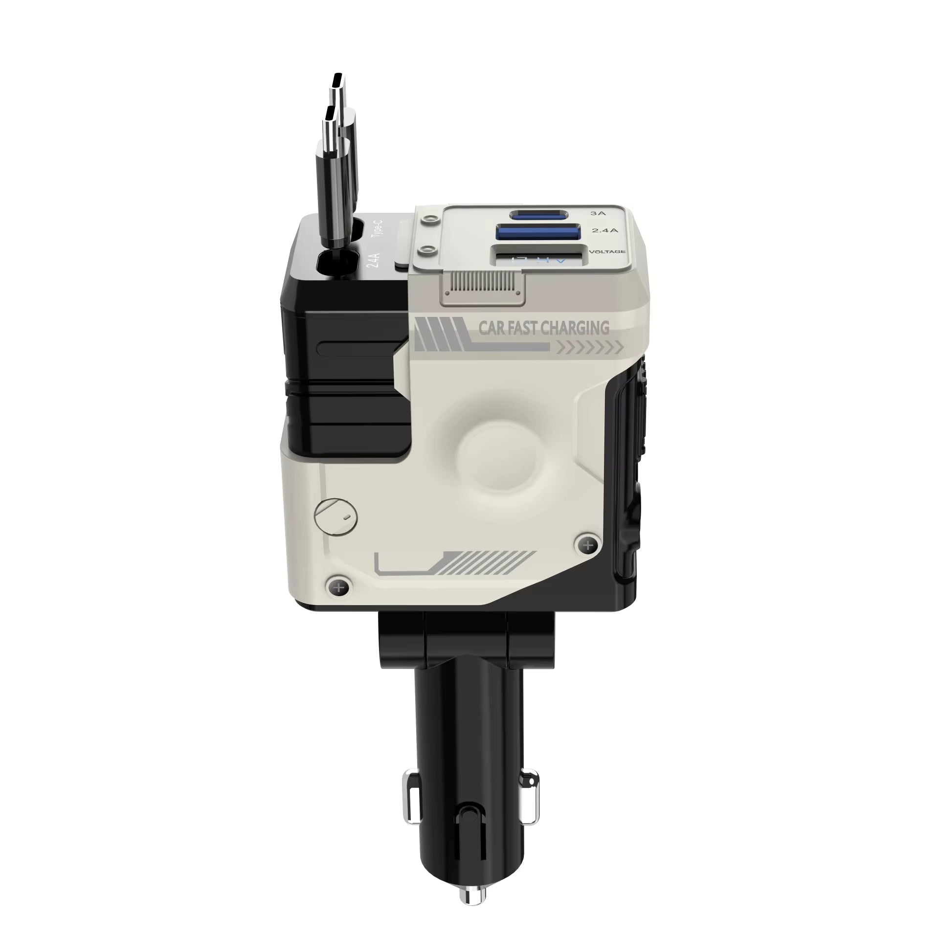 120W Super Fast Car Charger – 4-in-1 Retractable Cable Adapter