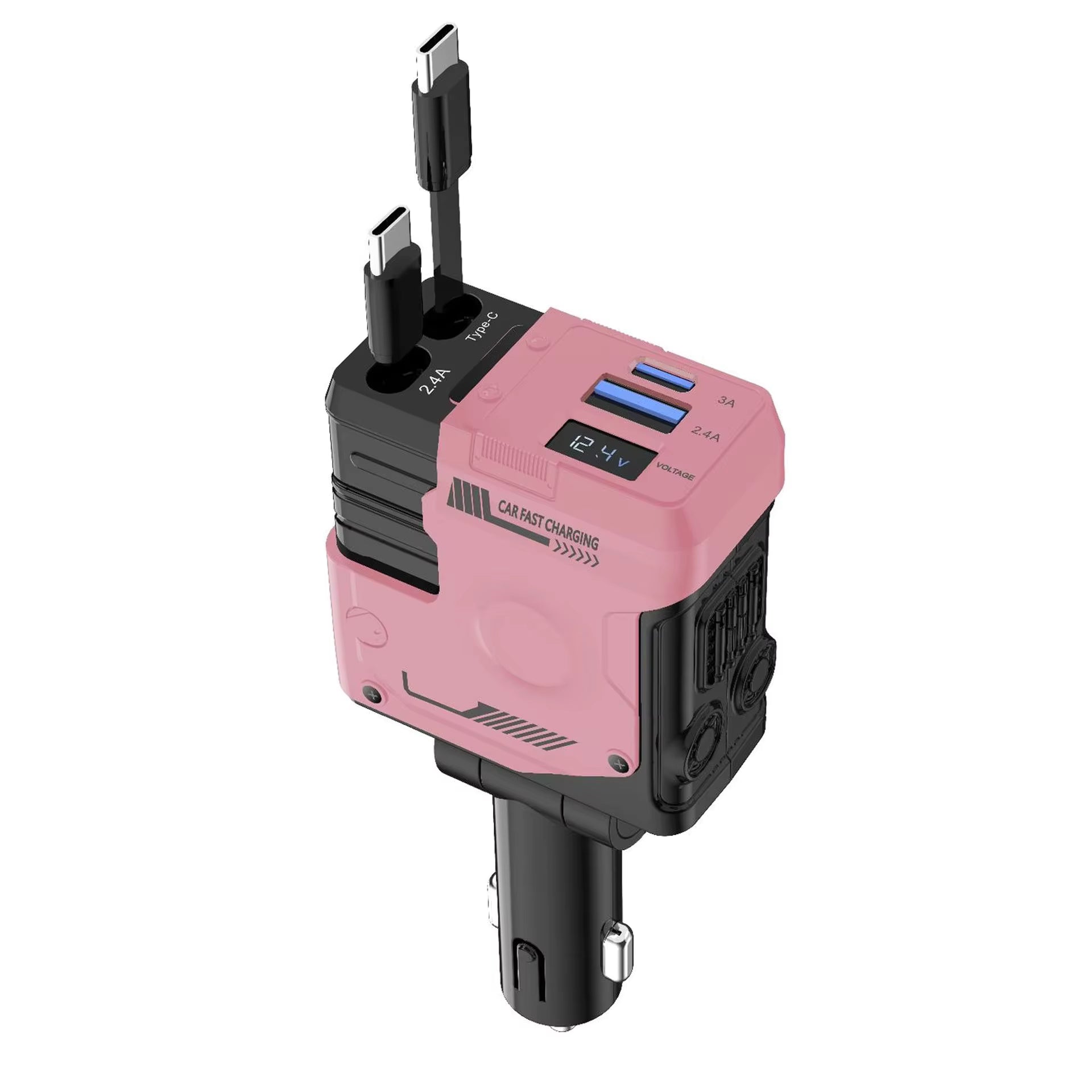 120W Super Fast Car Charger – 4-in-1 Retractable Cable Adapter