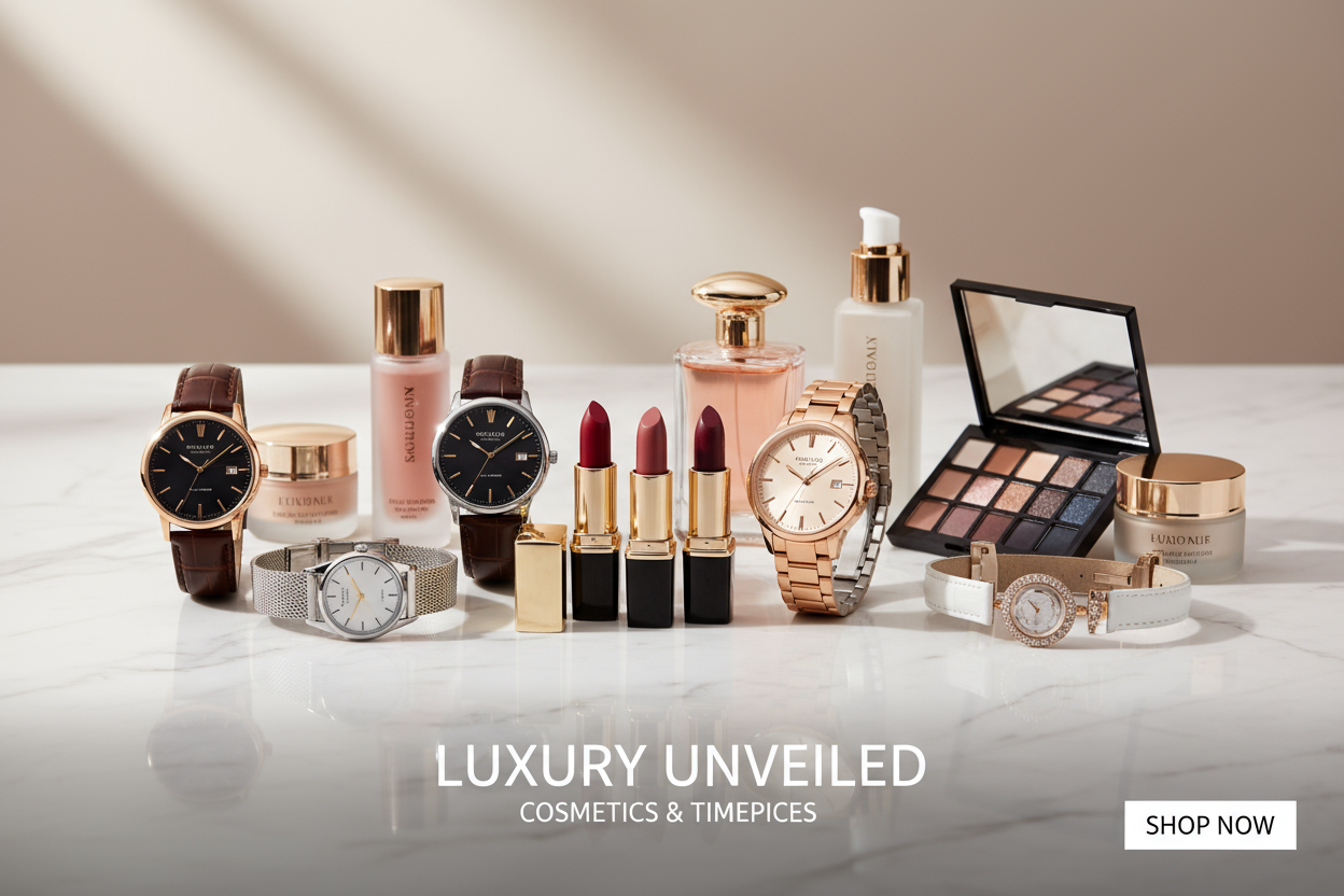 online store for cosmetic and watches 